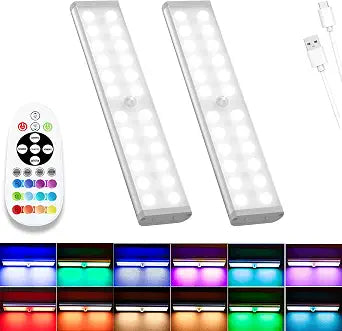 Under Cabinet Lights Wireless, RGB Motion Sensor Closet Lights with Remote