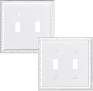 2-Pack Pearls Polycarbonate Double Toggle Light Switch Cover Plate