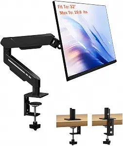 THEARK Single Monitor Desk Mount 17"-32" Screens - Adjustable Mechanical Monitor Arm Computer Monitor Stand up to 19.8 lbs,VESA Arm Desk Mount with C-Clamp and Grommet Base,VESA 75x75/100x100mm,Black