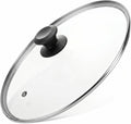 13 In Glass Lid for Frying Pan, Tempered Replacement Cover Compatible with All 13 inches Cookware for Skillets, Round Cast Iron, Cast Aluminium, Stainless Steel Pans &Pots, Black