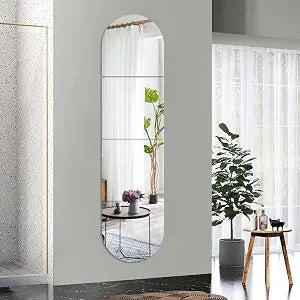 Full Body Length Mirrors for Walls, 12x12" 4pcs Acrylic Plexiglass Mirror Wall-Mounted Stick On Frameless Square Makeup Large Long Mirror Home Workout Gym Hallway Mirror Dorm Floor Tile Self Adhesive