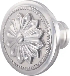 12 Pack - Brushed Satin Nickel Cabinet knobs,1.4"(36mm) Diameter Round Brushed Nickel Knobs for Cabinets,Flower Nickel knob for Drawers Dresser,Knobs for Cabinets and Drawers Brushed Nickel