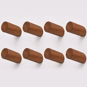 Acacia Wood Wall Hooks, 8 Pack Heavy Duty Coat Hooks  Farmhouse Rustic Entryway & Bathroom Hooks for Hats, Towels, Bags, Clothes, Fits Drywall, Angled