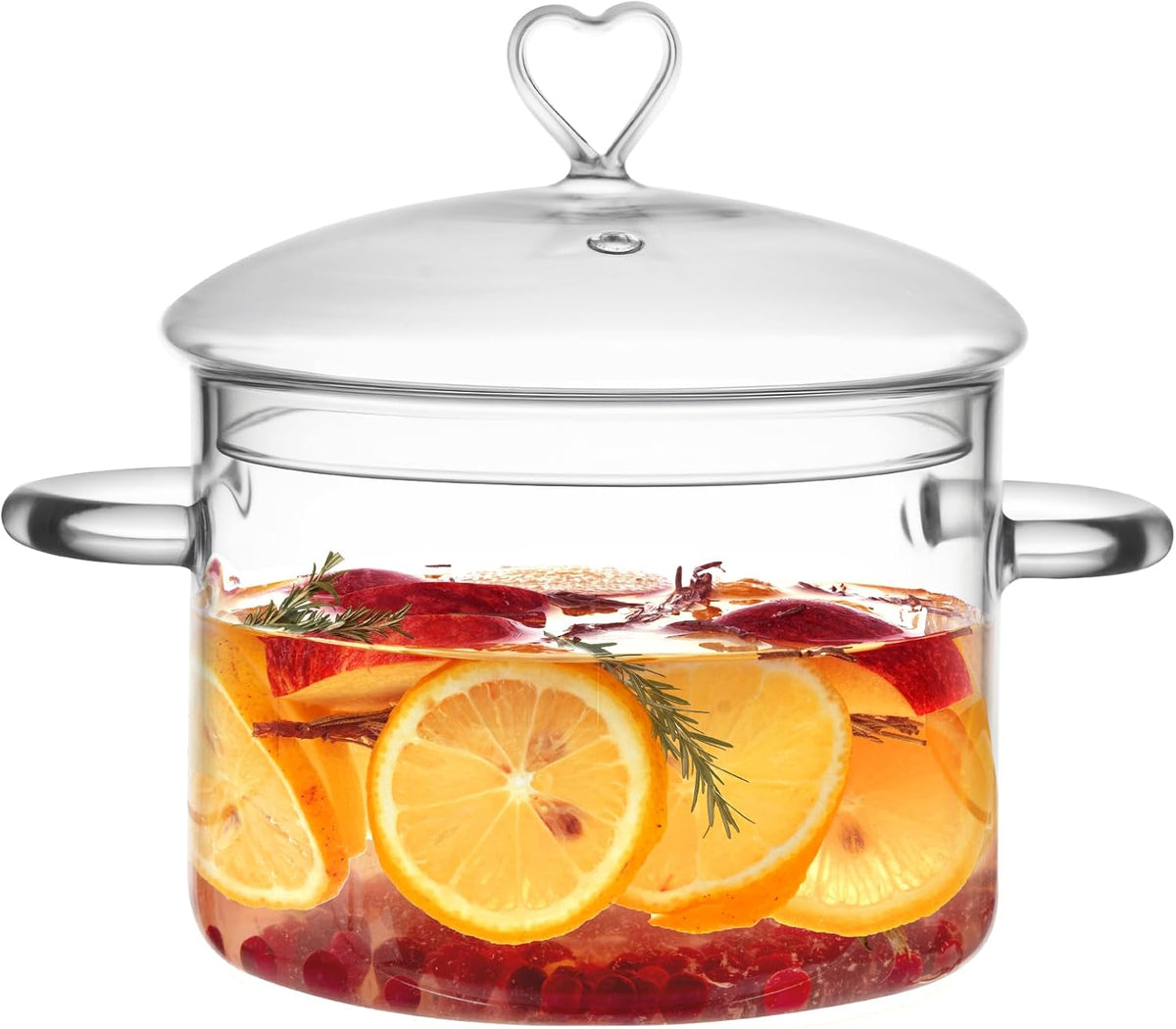 Glass Cooking Pot with Lid, 2 L/68oz/2000ml