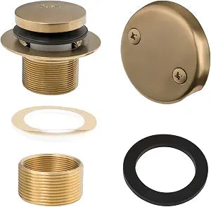 Tip-Toe Tub Trim Set with Two-Hole Overflow Faceplate and No Plumbers Gasket, Replacement Bath Drain Trim Kit with Universal Fine/Coarse Thread, No Putty Installation by Artiwell (Champagne Bronze)