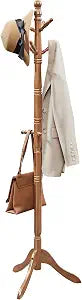 VASAGLE Freestanding Coat Rack, Rubber Wood Coat Tree with 10 Hooks