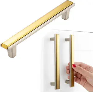 Gold and Nickel Cabinet Pulls Drawer Handles 5 Inch 5 Pack 2281