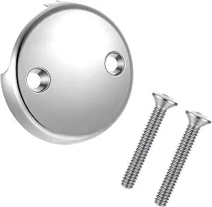 1Pcs Tub Overflow Drain Cover, Universal Tub Overflow Cover, 2-Hole Universal Overflow Plate with Matching Install Screws for Standard Bathroom Bathtub
