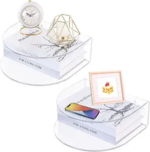 HMYHUM Acrylic Floating Nightstand Set of 2, Wall Mounted Bedside Table for Bedroom, Hanging, 8 lbs Load, 10.5" L x 10 "W x 4" H, Clear