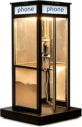 Vintage British Telephone Booth Table Lamp, Retro Mini Phone Booth Warm LED Ambient Night Light, Decorative Accent Lamp for Bedroom Home Office Study Bar, Unique Gift for Collectors