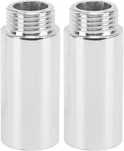 2PCS Shower Extension Pipe, Stainless Steel Chrome Plated Shower Head Adapter, Shower Head Extension Arm for Height Adjustment, Bathroom & Hotel Use (2in)