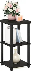 Furinno Turn-N-Tube Toolless 3-Tier Side Table, Thick Tabletop, Espresso