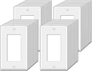 BESTTEN 40 Pack Decorator Wall Plates 1-Gang Electrical Cover Plate, White