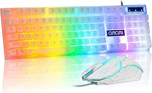 LED Keyboard Mouse,104 Keys Rainbow Backlit Keyboard and 7 Color RGB Mouse