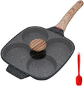 Fried Egg Pan, Nonstick 4 Cups Egg Frying Pan with Lid - Black