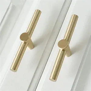4 Pack Brushed Brass Cabinet Knobs Gold T Bar Drawer Pulls Handles