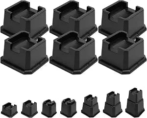 shouwuhho Bed Risers 2 inch, Furniture Risers Elevation in Heights 2 Inch Heavy Duty, Bed Lift Risers for Caster Wheels or Posts of Bed Table Couch, Support up to 6000 lbs, Black, 6 Pack
