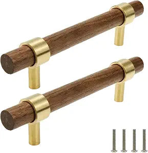 Drawer 5.51"/140mm Pulls Brass Walnut for Kitchen Cabinet Handle