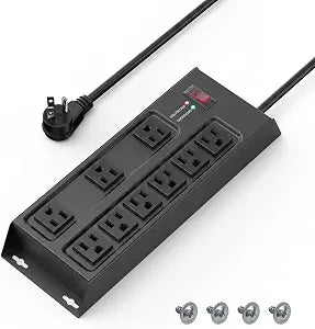 Metal Power Strip Surge Protector, 9 Outlets Heavy Duty Power Strip 6 FT