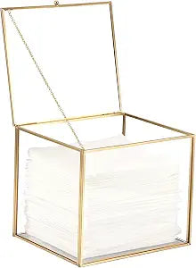 Sumnacon Disposable Face Towel Holder Glass Facial Towel Holder with Lid