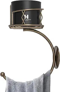 Antique Bronze Hand Towel Holder for Bathroom Wall, Metal Sturdy Wall-Mounted Towel Hook with Rustic Candle Holder, Rustproof Hand Towel Ring/Racks/Hanger for Farmhouse, Kitchen and Bedroom Decor