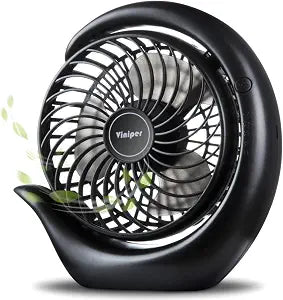 Viniper Portable Rechargeable Fan, Small Desk Fan : 3 Speeds & about 8-24 Hours Longer Working, 180 Rotation, Portable Battery Desktop Fan for Home/Office (Black, Light Black Blade)6.2 inch