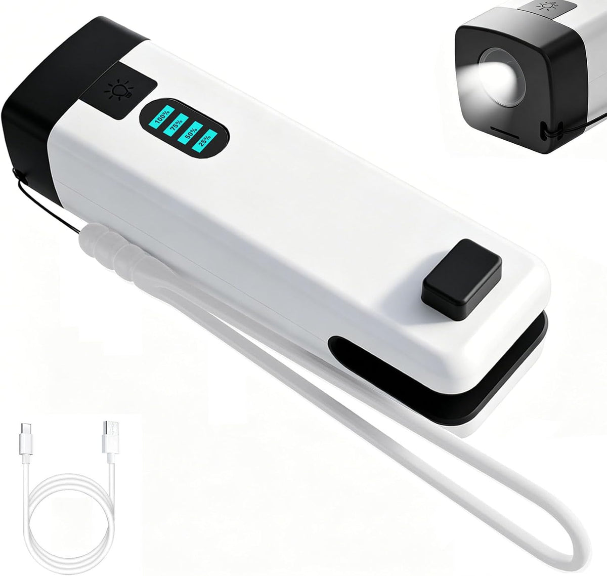 HSLGOVE 3-IN-1 Mini Bag Sealer, Rechargeable Bag Sealer Heat Seal with Cutter, Flash-light and Magnet Mini Bag Resealer Machine for Plastic Bags Snack Bags-LightWhite