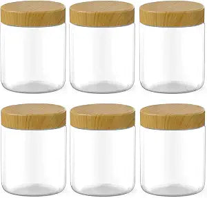 6 Pack 8 Oz Clear Plastic Jars Refillable Kitchen Storage Containers