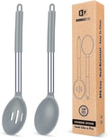 BUNDLEPRO Silicone Cooking Spoons for Nonstick Cookware, 2 Pack, Grey