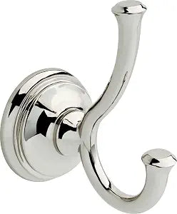 Delta Double Towel Hook for Bathroom or Kitchen| Polished Nickel | Cassidy Accessories