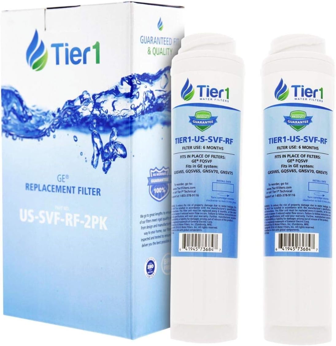 Tier1 Undersink Water Filter Replaces GE FQSVF, GXSV65, GNSV70, 2-Pack