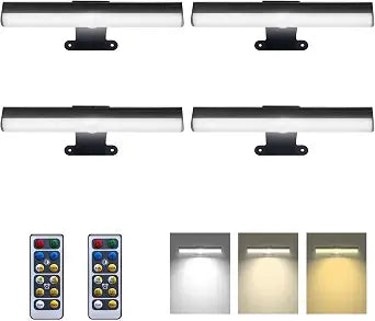 4pcs Battery Operated Picture Light with 3 Lighting Color,Painting Light for Wall with Remote,Led for Art Indoor Brightness Dimmable, Timer-Off Display Accent Light for Frame Gallery