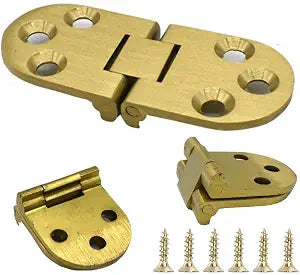 4 Pcs Round Edge Hinge Brass Butler Tray Hinge Round Edge 180 Degree for Butler Folding Tables Furniture Table with Screws