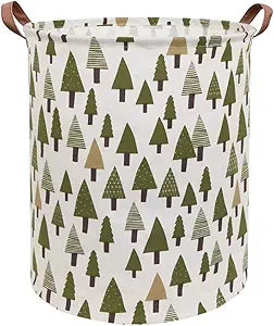 Large Storage Bins,Canvas Fabric Laundry Basket Collapsible Storage Baskets for Home,Office,Toy Organizer,Home Decor (Tree)