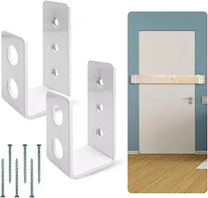SecurityMan Heavy Duty 2x4 Door Barricade Brackets - Kick Proof Up to 700lbs, Install in Minutes -(2pc) Thick 3.5mm Iron Metal U Bracket - Gate Bar Holder for Indoor/Outdoor Door Security Brace Bar