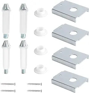 Bifold Door Repair Kit for 1-3/8" Wood Bifold Closet Doors, Bottom Pivot Bracket Replacement with Adjustable Bottom Pivot Screws, Includes Metal Repair Brackets & Pivot Washers, 4 Pack