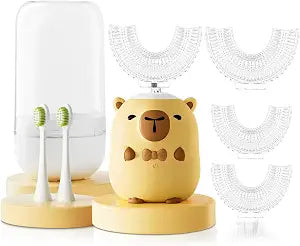 Kids Electric Toothbrush U Shaped - Cartoon Capybara with 6 Brush Heads