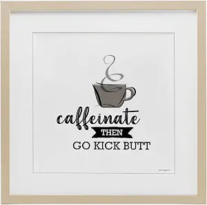 Coffee Motivation Typography, 13 x 13 Inch Framed Print Under Glass