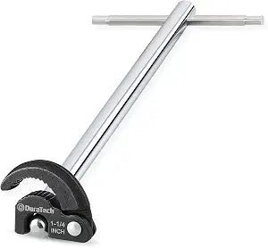 DURATECH 11" Basin Wrench, Sink Wrench, Adjustable Tap Nut Spanner Basin Spanner, Capacity of 3/8" to 1-1/4" for Fixing Back and Union Nuts Under Sink