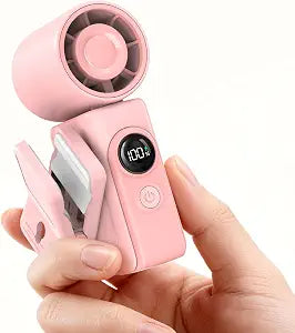 Portable Clip-On Mini Fan, Personal Handheld Fan for Stroller w/ LED Screen