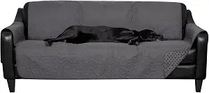 Furhaven Waterproof & Non-Slip Large Sofa/Couch Cover Protector for Dogs, Cats, & Children - Quilted Paw Print Living Room Furniture Cover - Gray, Large Sofa