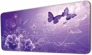 Keyboard Mat, Large Mouse Pad, Purple Butterfly