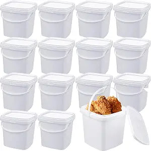 TINSKY 16 Pcs 2 Qt Ice Cream Containers,Plastic Buckets with Lids & Handles