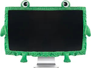 Frog Monitor Cover, 2327 Inch Cute Green Computer Screen Bezel Cover, Stretch Polyester with Elastic Band, Easy Install Desk Decor for Home Office, 1-Pack