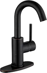 Wet Bar Sink Faucet, Lead-Free Single Handle Prep Sink Faucet, Stainless Steel Single Hole Bathroom Vanity Faucet, Oil Rubbed Bronze JU1100-ORB