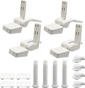 Luomorgo Plastic Toilet Seat Hinges, White, 2 Pairs