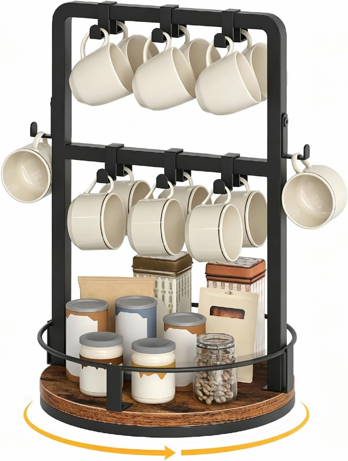 HOOBRO Coffee Bar Organizer, Coffee Pod Holder, Spins 360-Degrees