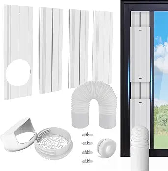Portable AC Window Vent Kit with 5.9" Exhaust Hose, 4 Plates