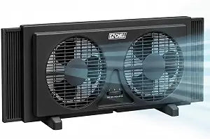 EZ-CHILL 9" Twin Window Fan with Manually Reversible Airflow Control, Auto-Locking Expanders, 2 Speed, Dual Fan, Exhaust, Airflow 9.84 ft/sec, Ideal for Home, Kitchen, Bedroom & Office, Black