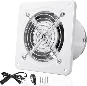 4Inch Wall-Mounted Exhaust Fan/118CFM White Metal Iron HVAC Ventilation Fan